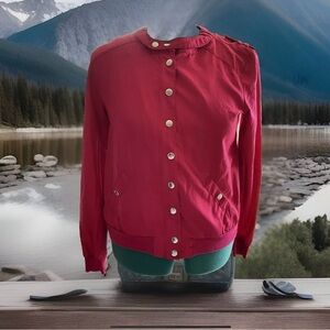 Coupe Collection Wind Breaker Light Weight Jacket Zipper Snaps Size M Fuchsia